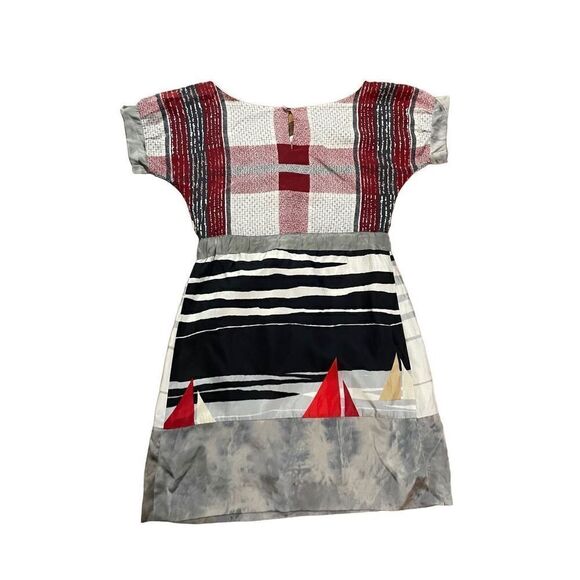 Launch by Susan Young abstract sailboat novelty 100% silk dress size XS - Picture 2 of 13